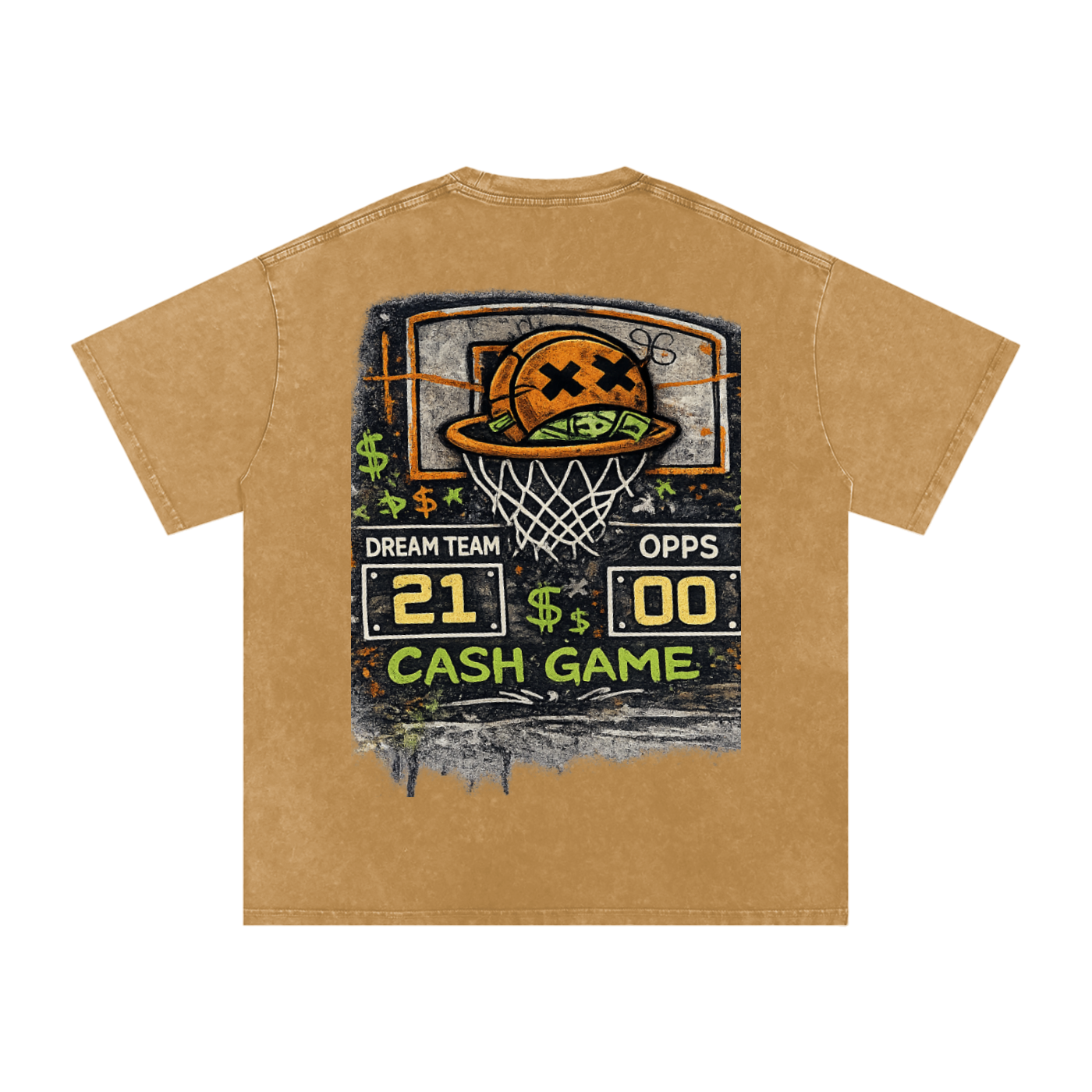 CASH GAME Snow Washed Oversized Cotton T-Shirt