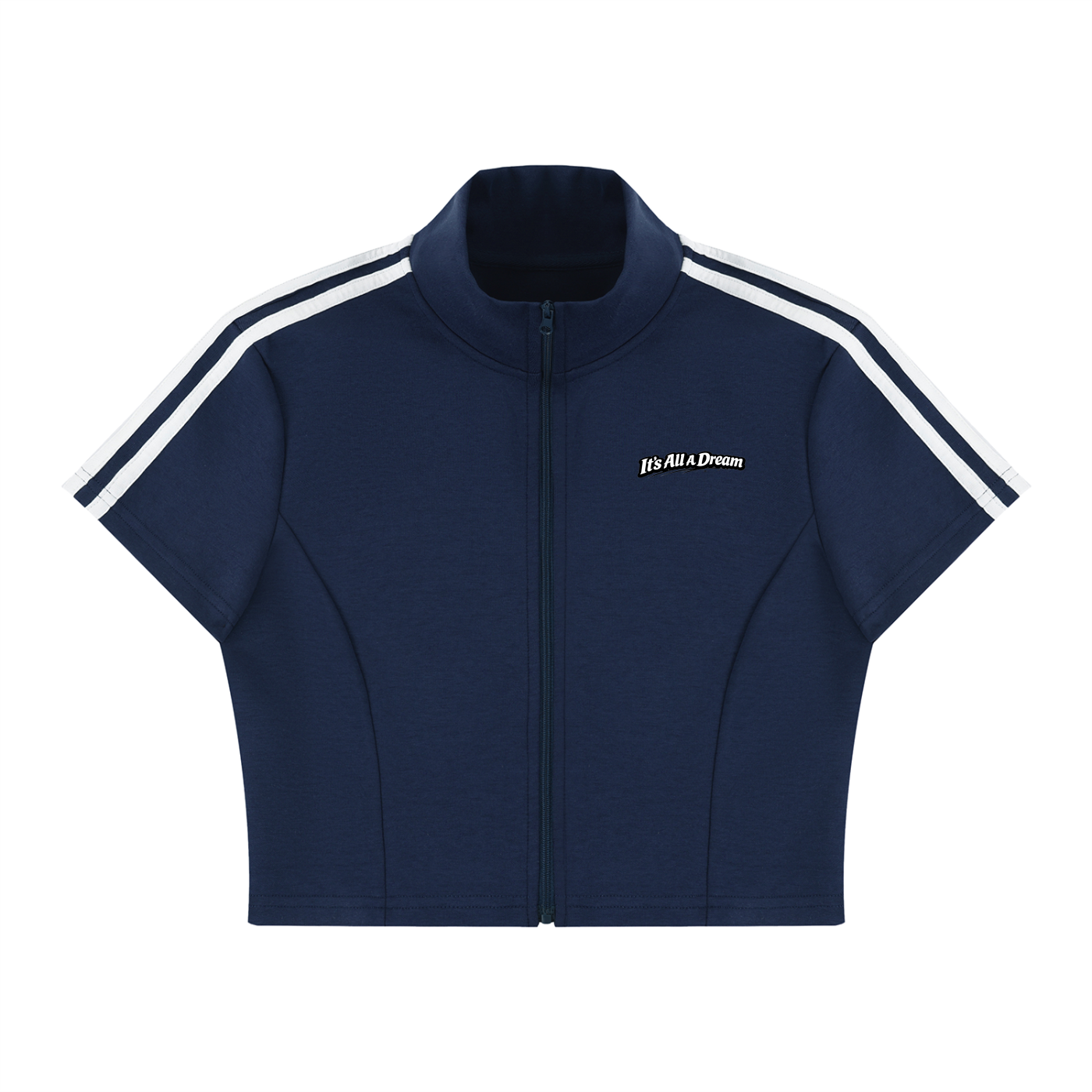 Women's Cropped Full Zip Short Sleeve T-Shirt