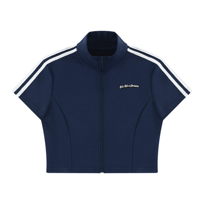 Women's Cropped Full Zip Short Sleeve T-Shirt