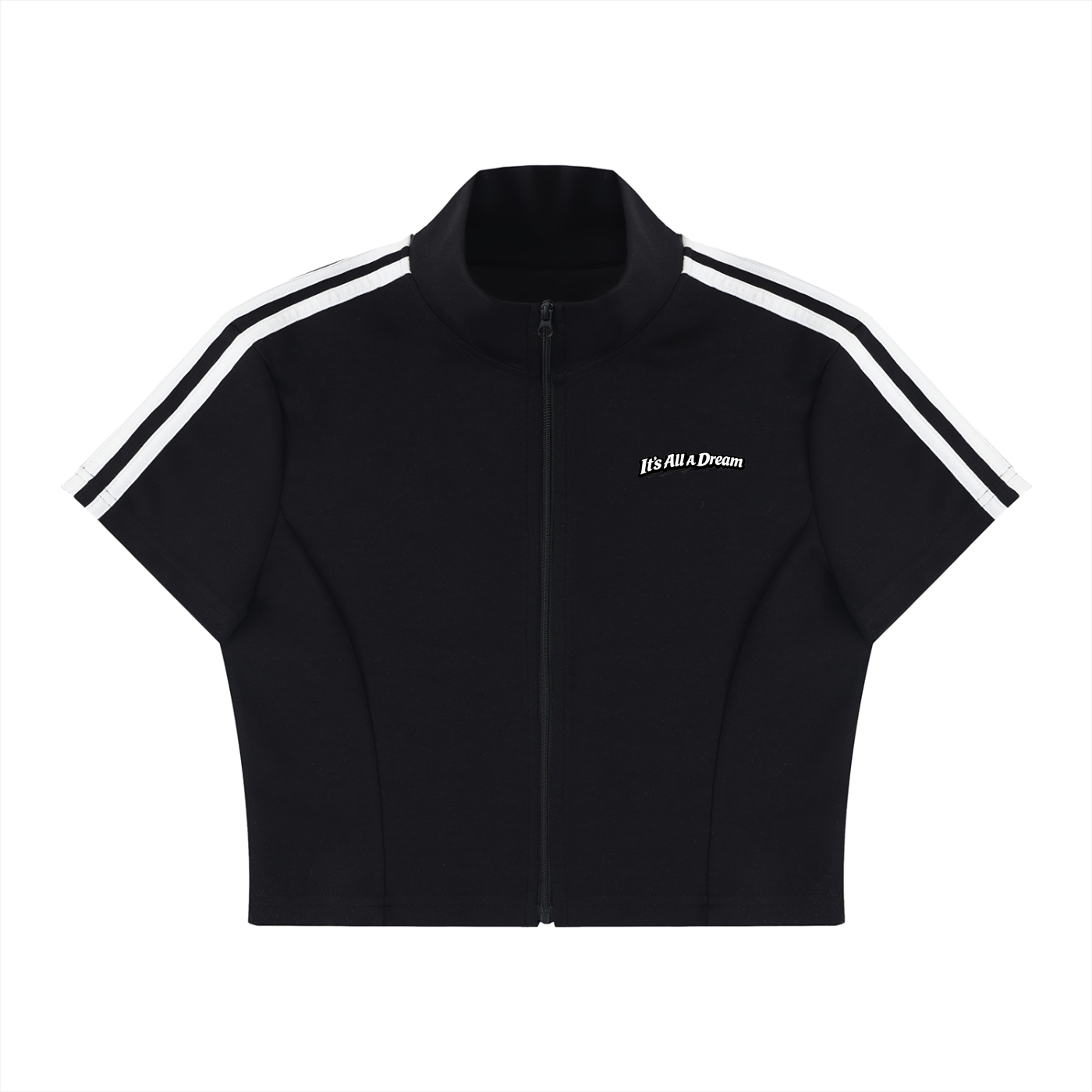 Women's Cropped Full Zip Short Sleeve T-Shirt