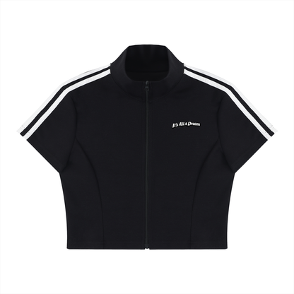 Women's Cropped Full Zip Short Sleeve T-Shirt