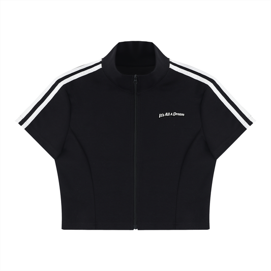 Women's Cropped Full Zip Short Sleeve T-Shirt