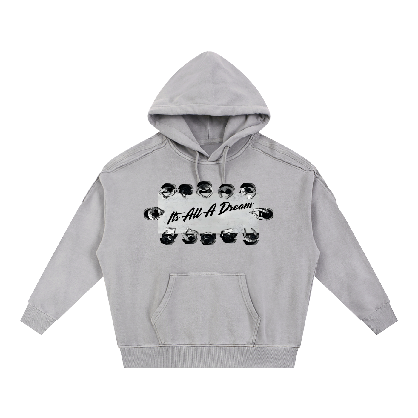 Snow Washed Tape Raw Edge Hoodie
