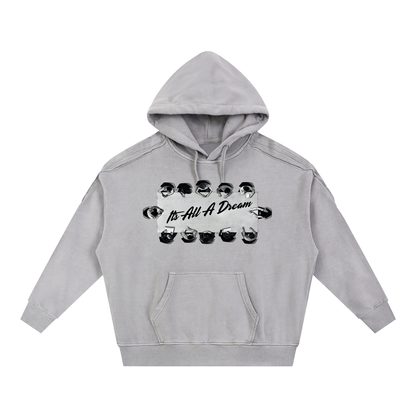 Snow Washed Tape Raw Edge Hoodie