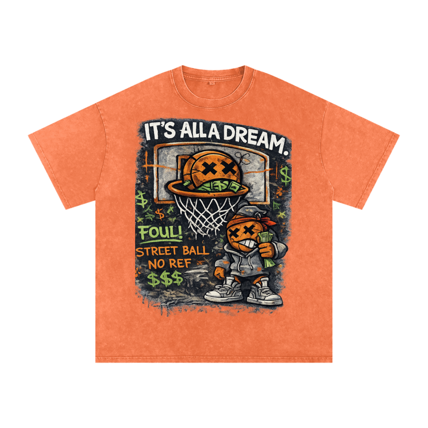 CASH GAME Snow Washed Oversized Cotton T-Shirt