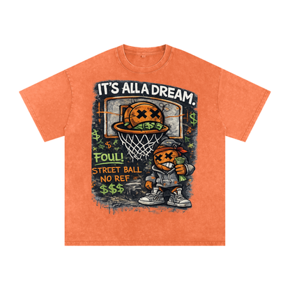 CASH GAME Snow Washed Oversized Cotton T-Shirt