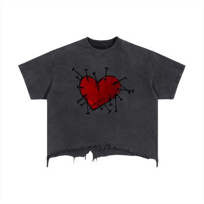 Vintage Wash Boxy Distressed Hem T-Shirt