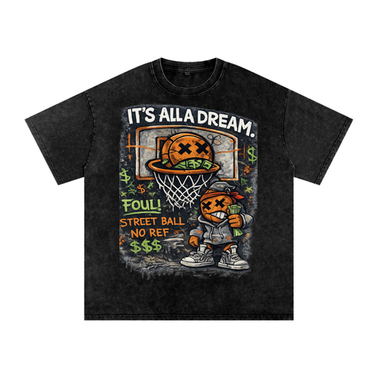 CASH GAME Snow Washed Oversized Cotton T-Shirt