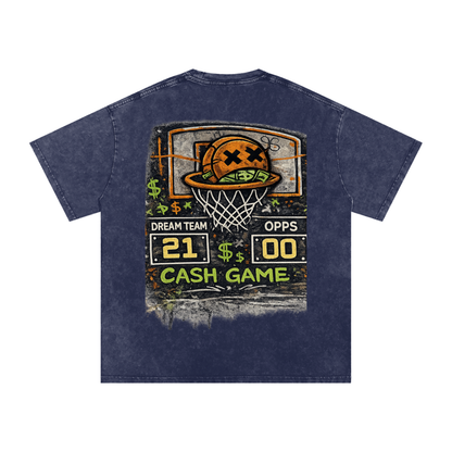 CASH GAME Snow Washed Oversized Cotton T-Shirt
