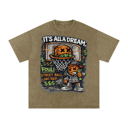 CASH GAME Snow Washed Oversized Cotton T-Shirt