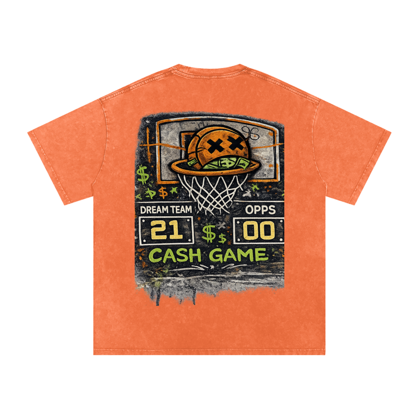CASH GAME Snow Washed Oversized Cotton T-Shirt