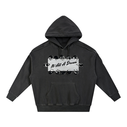 Snow Washed Tape Raw Edge Hoodie