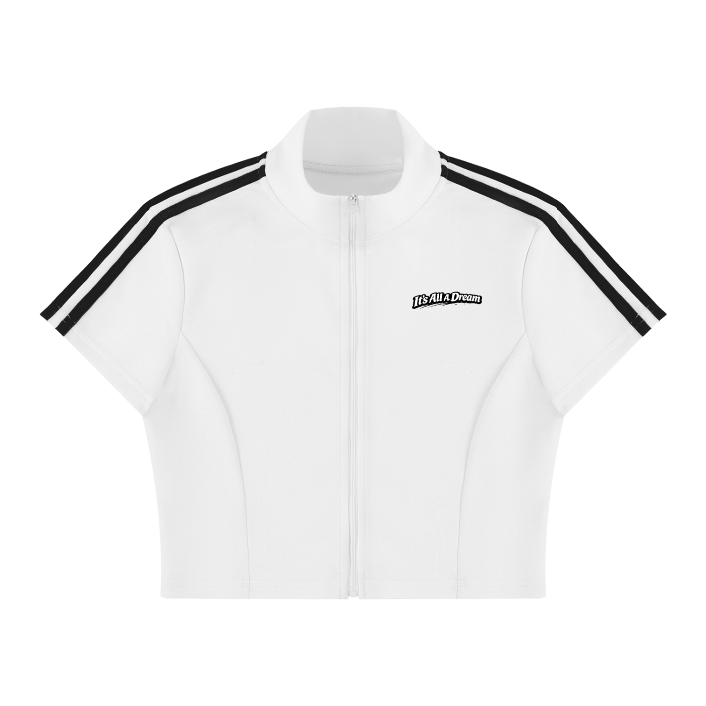 Women's Cropped Full Zip Short Sleeve T-Shirt