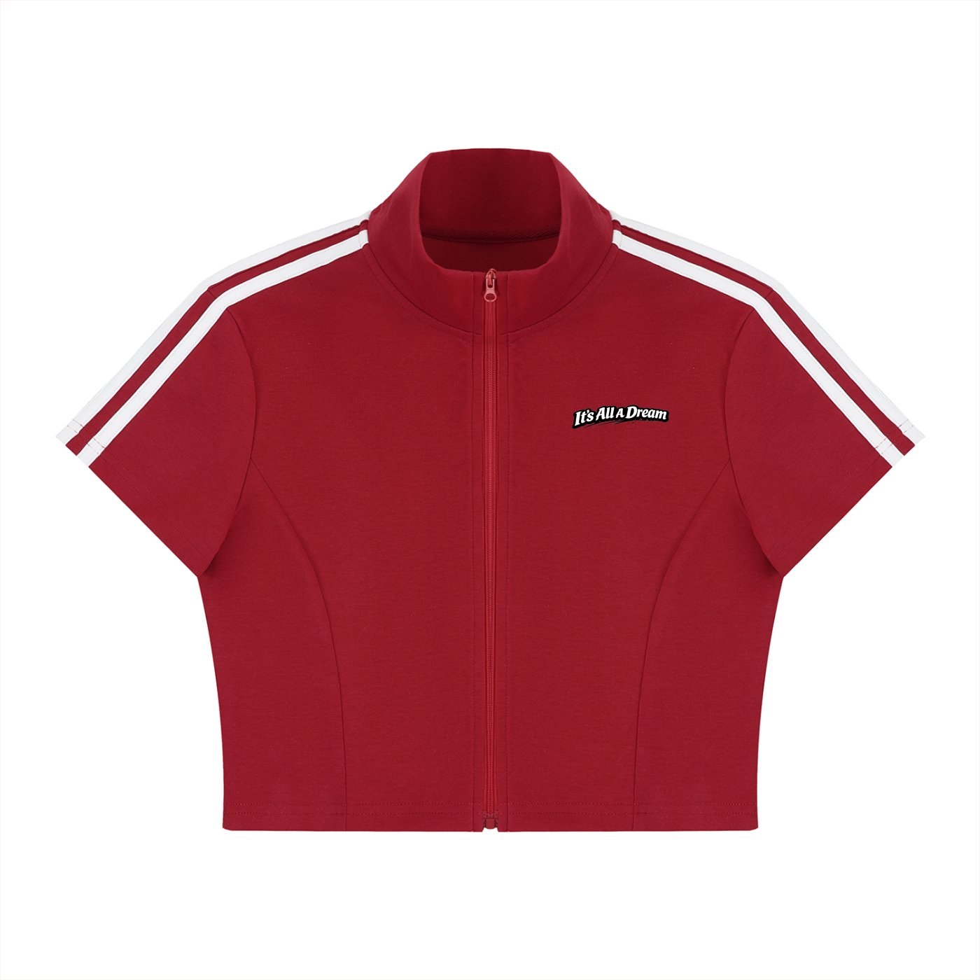 Women's Cropped Full Zip Short Sleeve T-Shirt