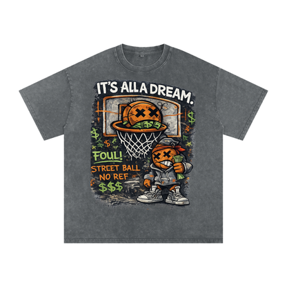 CASH GAME Snow Washed Oversized Cotton T-Shirt