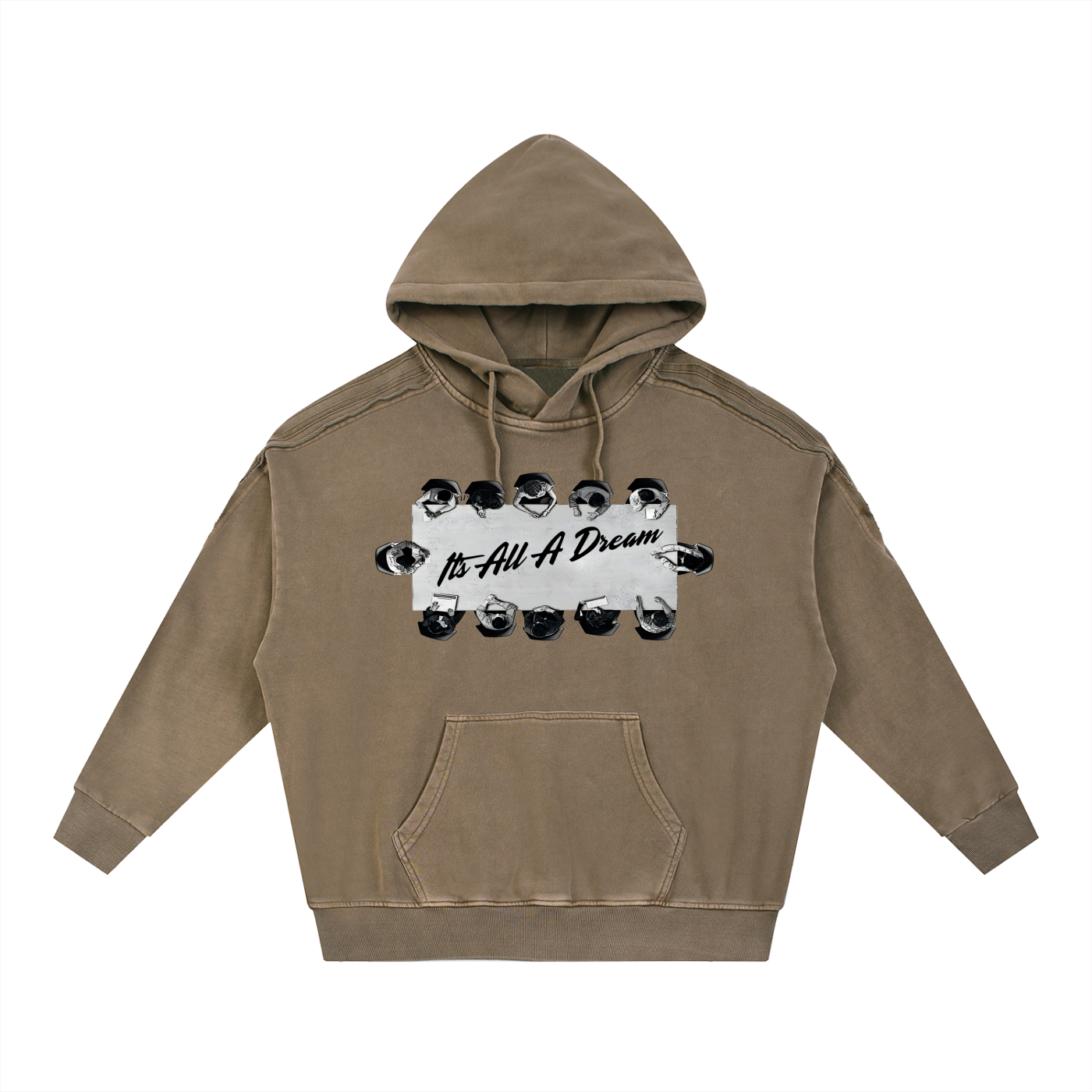 Snow Washed Tape Raw Edge Hoodie