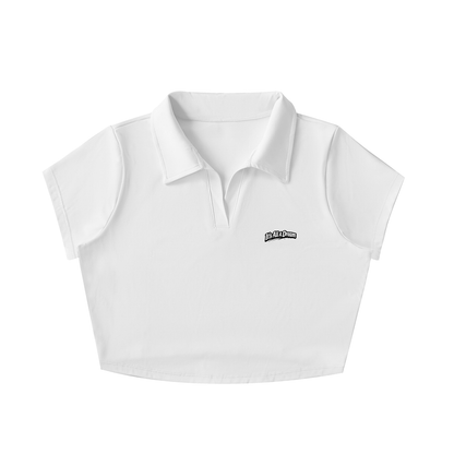 V-Neck Lapel Crop Top