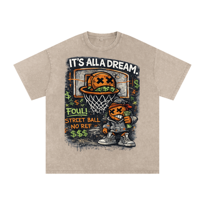 CASH GAME Snow Washed Oversized Cotton T-Shirt