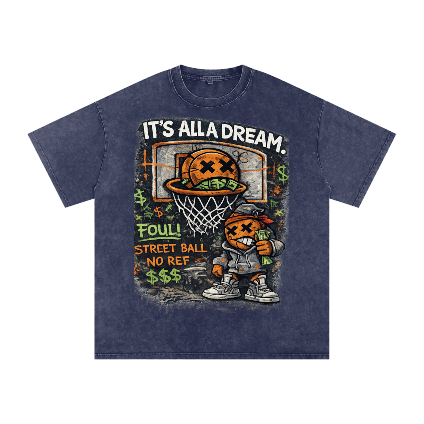 CASH GAME Snow Washed Oversized Cotton T-Shirt