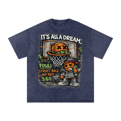 CASH GAME Snow Washed Oversized Cotton T-Shirt