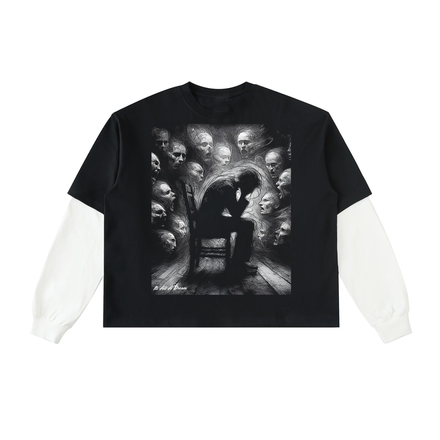 Layered Contrast Sleeve Cotton T-Shirt
