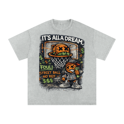 CASH GAME Snow Washed Oversized Cotton T-Shirt