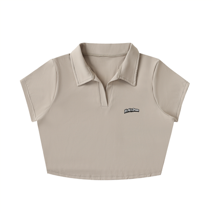 V-Neck Lapel Crop Top