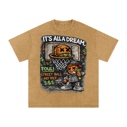 CASH GAME Snow Washed Oversized Cotton T-Shirt