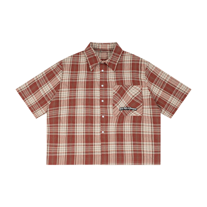 Unisex Plaid Boxy Short Sleeve Shirt