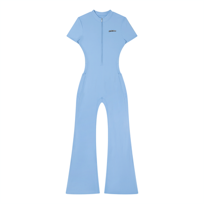 Women’s Tight Flared Leg Quarter-Zip Jumpsuit