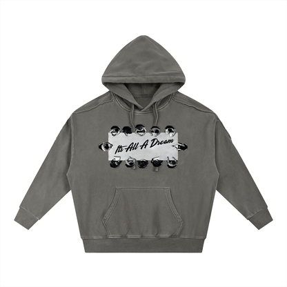 Snow Washed Tape Raw Edge Hoodie