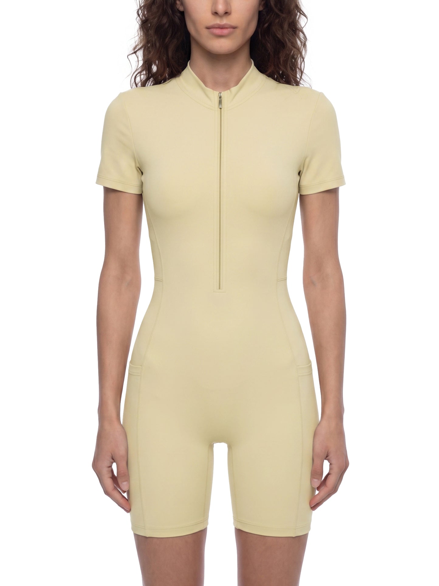 Women's Quarter-Zip Short Sleeve Romper